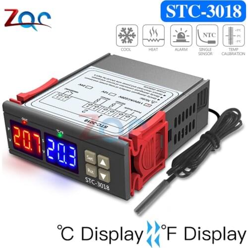 DC 12V 24V AC 110V-220V Dual Digital Temperature Controller C/F Thermostat Thermoregulator Incubator 10A Relay Heating Cooling