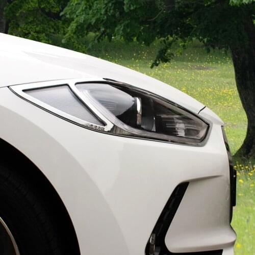 For Hyundai Elantra 2016 2017 2018 ABS Chrome Front Head Light Lamp Frame Decoration Cover Trim Car Accessories