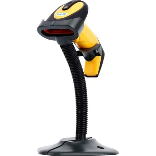 EV-X2002-03EE 2D Wired Handheld Barcode Scanner USB Interface with Adjustable Bracket Yellow QR Code Reader RS232 Inerface