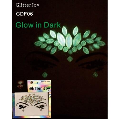GDF06 1Pc Glow in Dark Luminous Face Jewel Body Decor Night Club Festival Party Body Gems Rhinestone Sticker