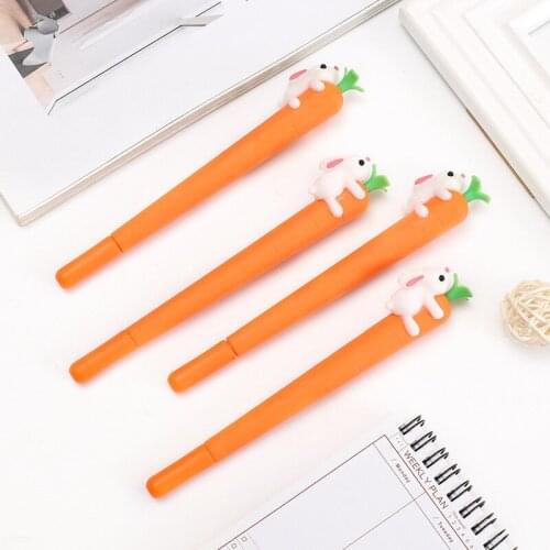 1 PCS New Creative Cartoon Lovely Carrot Rabbit Gel Pens For Kids Novelty Gift Korean Stationery Office School Supplies