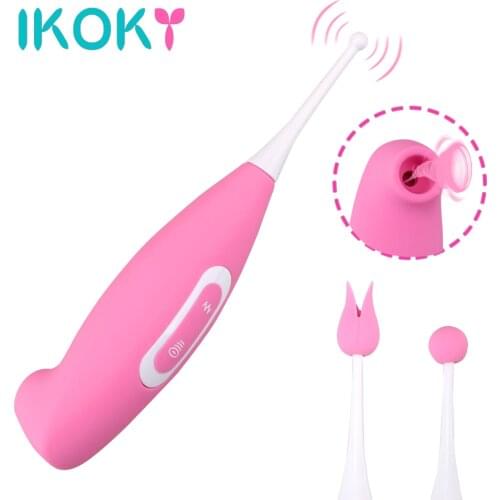 IKOKY 2 in 1 G-Spot Vibrator Clitoris Stimulator 8 Speed Nipple Sucking Tongue Vibrating Clit Sucker Vibrator Sex Toys for Women