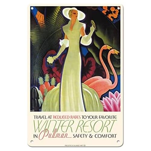 To Your Favorite Winter Resort - Pullman Company - Railroad Travel Poster by William P. Welsh c.1935- Metal Sign