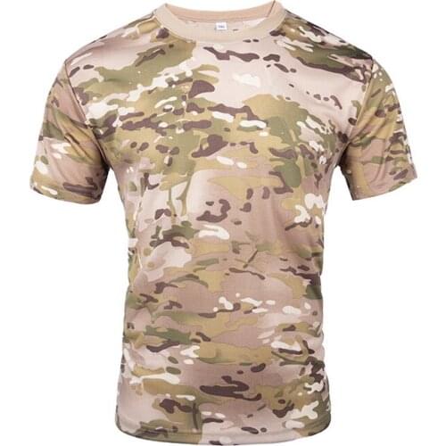 Camouflage T-Shirt Men Short Sleeve Polo T-Shirts Outdoor Tactical Military Uniforms Hunting Tops Combat Blouse Soldier Army