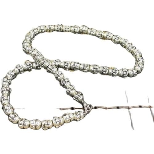 China Old Tibet Silver Carve Double-Sided Buddha Head Necklace Sakyamuni Buddha Statue Necklace