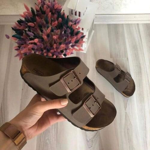 Coffee Double Buckle Slippers Male women the most preferred home and out season summer winter seasonal custom production