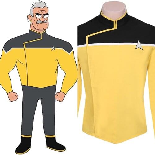 2020 Star Cosplay Trek Costume Lower Decks Season 1 Cosplay Costume Adult Men Uniform Yellow Coat Halloween Carnival Jacket