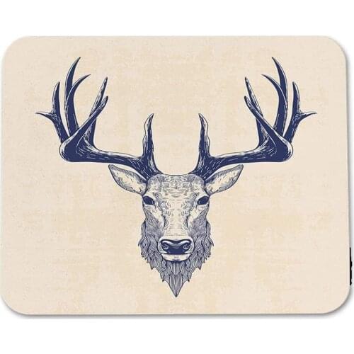 Mouse Pad Vintage Stag Black Deer Antlers Decor Gaming Mouse Pad Rectangle Non-Slip Rubber Mousepad for Computers Laptop