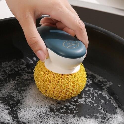 Kitchen Nano pot brush Nano Cleaning Ball With Handle Detachable Very Soft Household Strong Decontamination Cleaning Brushes