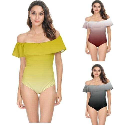 One-shoulder swimsuit Women Yellow Gradient Slimming Swimwear Sexy Classic Swimming Suit Summer Girls Beach Bathing Suit