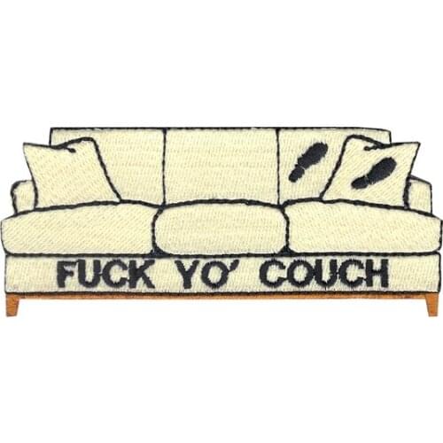 Hot! Dirty Couch Yellow Sofa Iron On Embroidered Applique Patch (Size is about 8.6-3.9 cm)