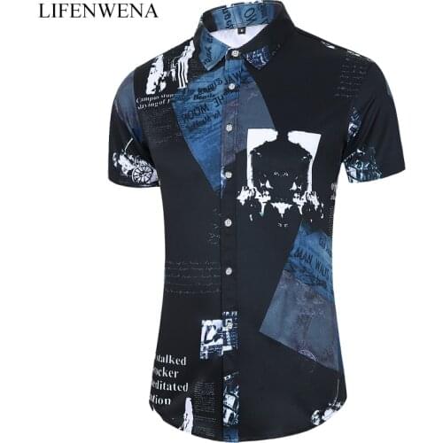 LIFENWENNA Summer New Arrival Mens Shirt Fashion Personality Print Short Sleeve Shirts Men Casual Plus Size Beach Hawaiian Shirt