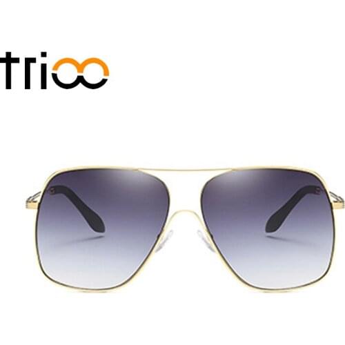 TRIOO Metal Sunglasses Men Gradient Gray Lens Shades Oculos de sol Male Designer Sun Glasses for Men Pilot Square Gafas de sol
