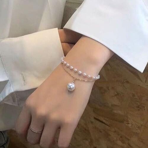 Sweet Fashion Pearl Multilayer Bracelets Set Cute Beads Chain Simple Bracelets for Women Jewelry Gifts