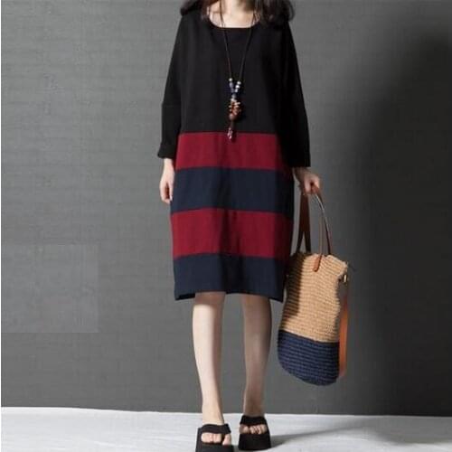 Fashion Cotton Maternity Dresses Color Block Loose Clothes for Pregnant Women Clothing Maternity Dress Pregnancy Clothes