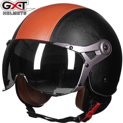 2019 New Air Force Retro motorcycle pilot helmet ,GXT G-288 scooter Moto racing vintage chopper PU Motorbeke helmets ABS L XL