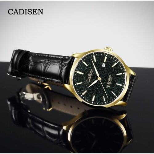 CADISEN 2021 Men Mechanical Wristwatches Sapphire Luxury Automatic Watch Men Sport Miyota 8215 Leather Waterproof Reloj Hombre