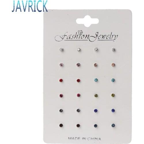 12 Pairs Rainbow Cubic Zircon Stud Earrings Set Birthstone Crystal Kids Jewelry JUL3