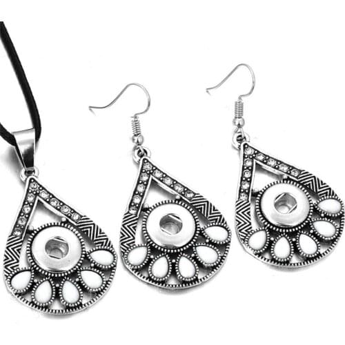 New Snap Jewelry Necklace With Earring Set Vintage Mini 12MM Snap Button Drop Earring Necklaces For Women DIY Accessories ZJ005