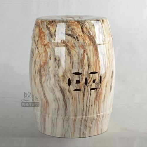 New Chinese-style Ceramic Stool, Soft Decoration Design, Drum Stool Side Table, Pier Decoration Chair, Marble Pattern Dressing A