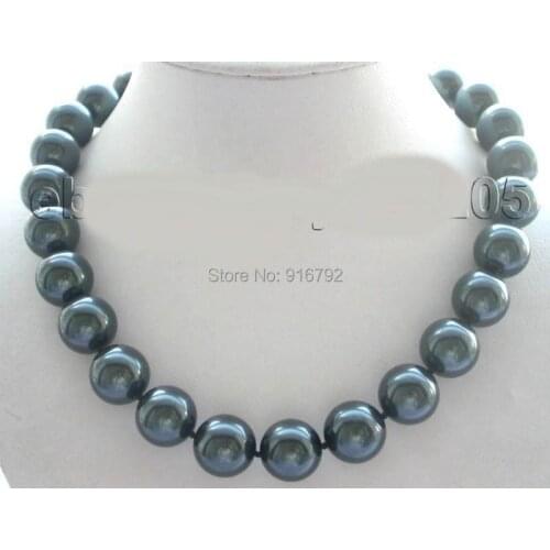 JEWE3024 ******Natural 16mm Tahiti Black Round Shell Pearl Necklace