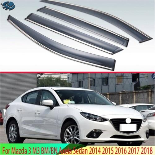 For Mazda 3 M3 Axela Sedan 2014 2015 2016 2017 2018 Plastic Exterior Visor Vent Shades Window Sun Rain Guard Deflector