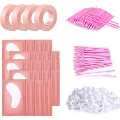 Eyelash Extension Supplies Under Eye Pads Disposable Mascara Brushes Wands Micro Applicators Brush Glue Ring Holder Medical Tape