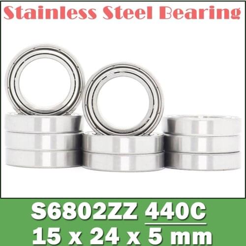 S6802ZZ Bearing 15x24x5 mm 10PCS Double Shielded Stainless Steel S6802 Z ZZ Ball Bearings S6802Z S6802-2Z B6802ZZ