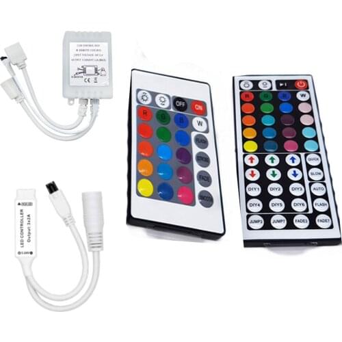 Led Controller 24/44 Keys LED IR RGB Controler box 1 to 2 Controller IR Remote Dimmer DC12V For RGB 3528 5050 LED Strip Lights