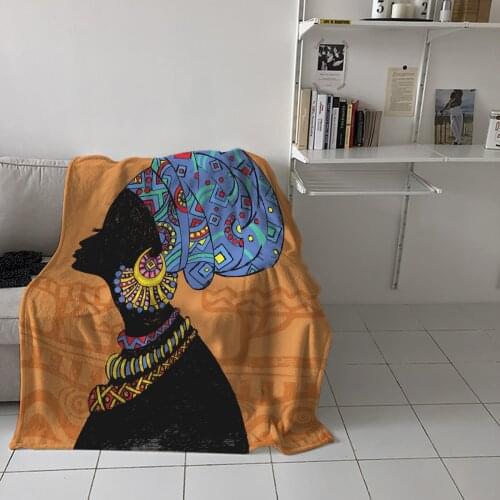 Bedroom Warm Blankets African Woman Earrings Hood Sofa Throw Blankets Childrens Baby Soft Blankets Airplane Portable Blanket