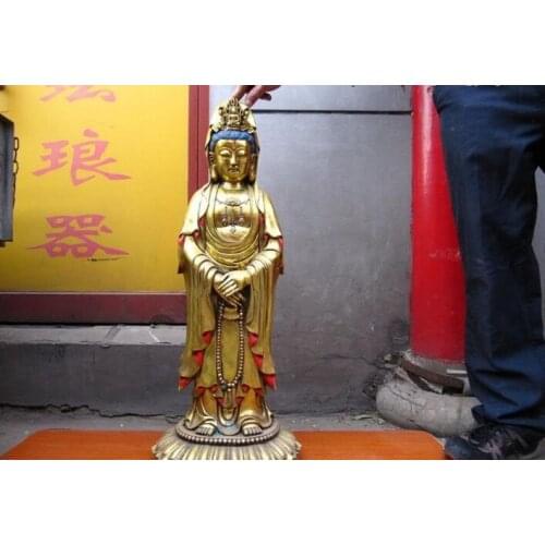 USPS to USA S0594 Chinese Folk Fane Bronze gild Kwan-Yin Guan Yin Avalokitesvara Buddha