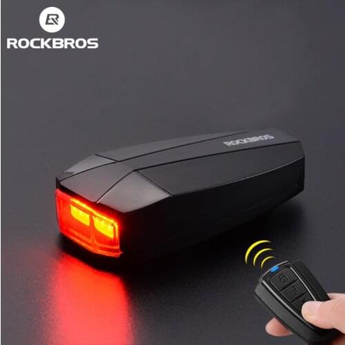 ROCKBROS Cycling Bike Light Remote Control Smart Bicycle Taillight Anti-theft Sensor Safety Flashing Lamp Seatpost Rear Light