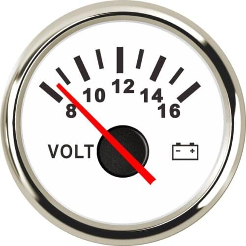 Boat Voltmeter Car Truck Marine Battery Voltage Gauge Motorcycle Voltmeter Gauge Range 8-16V 52mm