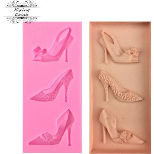 High-heeled Shoes Shaped Fondant Silicone Handmade Mold Crafts DIY Mold Ice Mold Silicone Decorating Cake Mold
