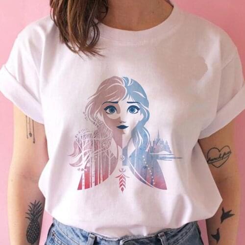 Frozen II Anna Princess Tshirt Streetwear Loose Summer T Shirt Women Harajuku Punk T-shirts Tops Tee Hip Hop Loose Tshirt Girls