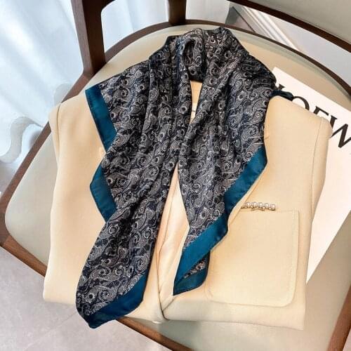 Square Neck Silk Scarf 2021 Top Women Fashion Scarves for Ladies Foulard Summer Luxury Brand Shawls Wraps Office Hijabs Bandana