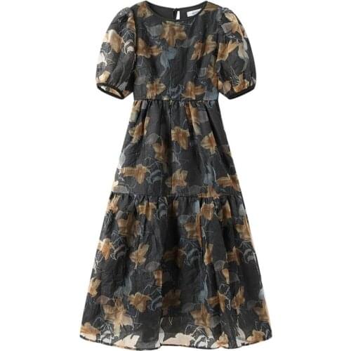 Elegant Pastel Retro Vestidos Trendy Floral Print Ukraine Vacation Flower Summer Dress Slim Waist Robe Women Clothes