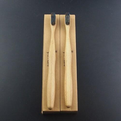DR.PERFECT 2 pcs/box Bamboo Charcoal Toothbrush Uique Handle Ultra Soft Bamboo Charcoal Brush BPA Free Nylon Bristle Toothbrush