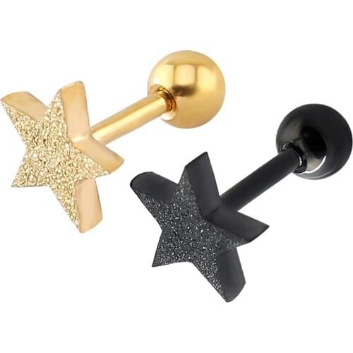 Star earings women jewelry stud earrings double sided stainless steel earrings for women in gold punk earrings for men black