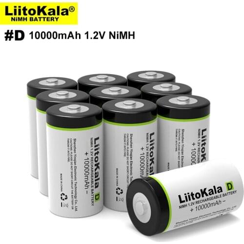 1-12PCS LiitoKala D Size Battery D Cell 10000mAh Huge Capacity Ni-MH Rechargeable D Batteries for Gas Stoves