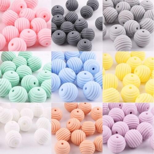 10 Pcs/pack Silicone Balls Baby Teething Spiral Round Beads DIY Necklace Infants Teether Pacifier Chain Accessories
