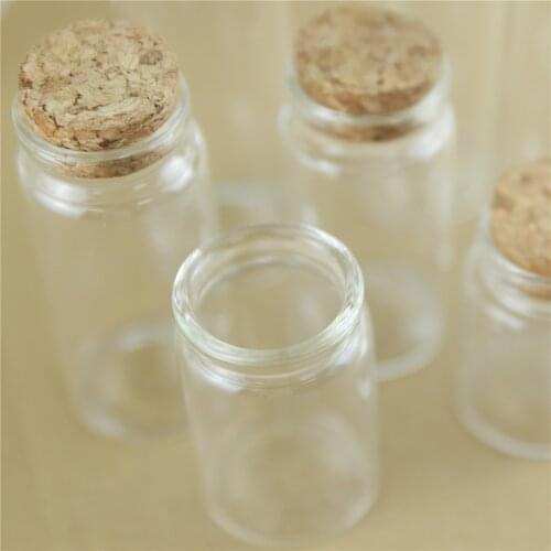 12pcs/Lot 37*50mm 30ml Wishing Glass Bottles Cork Crafts Tiny Empty Jars Cork Stopper Transparent Travel Souvenir Container
