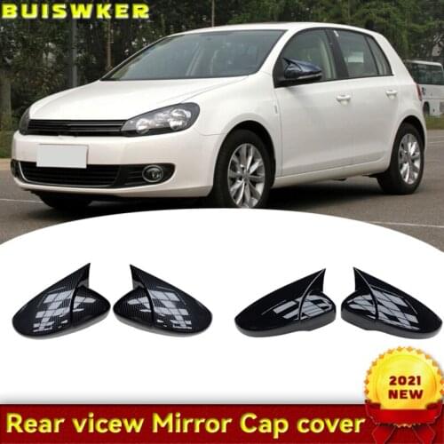 2PCS Side Car Mirror Covers Caps for VW Golf 6 GTI 6 Golf 6 R MK6 R20 Touran Pair Wing RearView Mirror Case Cover Trim Cap Black