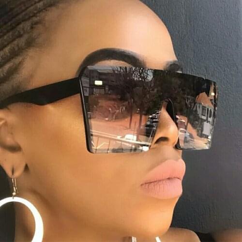 2020 Fashion Oversized Square Sunglasses Retro Gradient Big Frame Sun Glasses For Women One Piece Gafas Shade Mirror Clear Lens