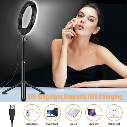 26cm Portable Selfie Ringlight Adjustable Tripod Studio Photography Lighting Phone Photo Led Ring Fill Light Lamp Youtube Lamp