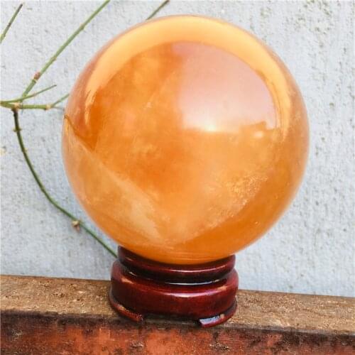 3-9cM natural orange Calcite Sphere Crystal quartz Ball Chakra Healing rock Reiki Stone Carving Crafts with stand(1 PC)