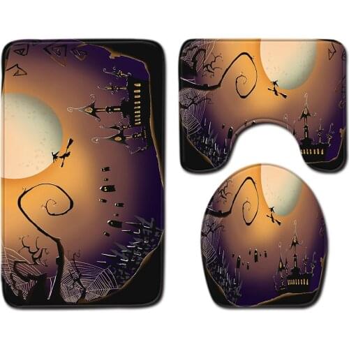 3pcs/set Vintage Cartoon Print Anti-slip Bathroom Floor Mat Home Decor Shower Non-Slip Rug Bath Door Mats Halloween