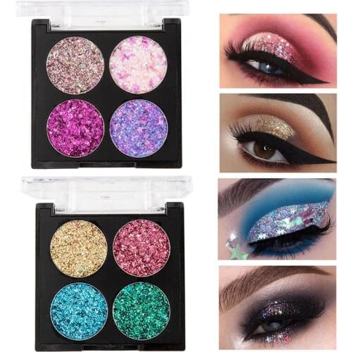 4 Colors Glitter Eyeshadow Makeup Pallete Matte Eye Shadow Palette Shimmer And Shine Diamond Eyeshadow Powder Pigment Cosmetics