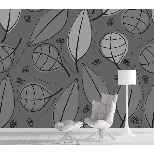 8d Silk Mural Wallpaper 3d Contact Wall Paper Papers Home Decor Wallpapers for Living Room Black White Leaf Peel and Stick Mural