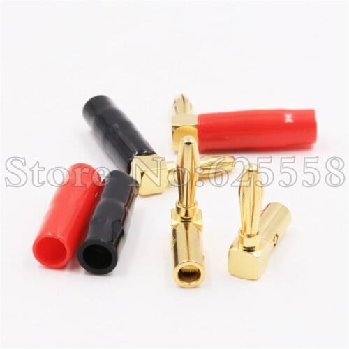 8x Gold Plated L-Type 90 Degree Banana Connectors Plug Screw Lock Cable Wire